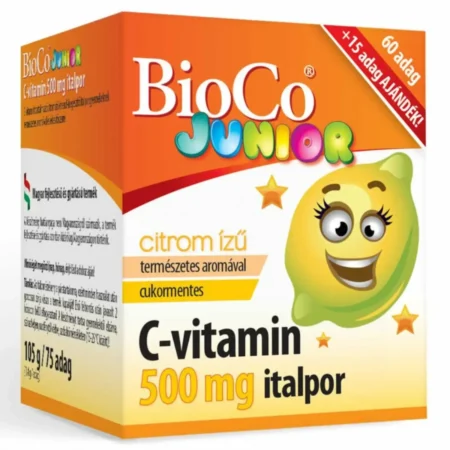BioCo C-vitamin Junior citrom ízű italpor – 75 adag