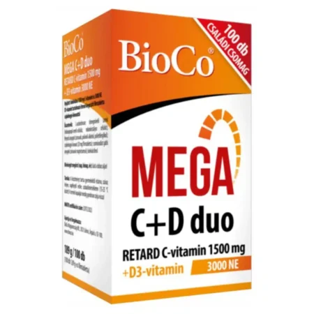 BioCo MEGA C+D duo C-vitamin 1500mg + D3-vitamin 3000NE RETARD filmtabletta – 100db