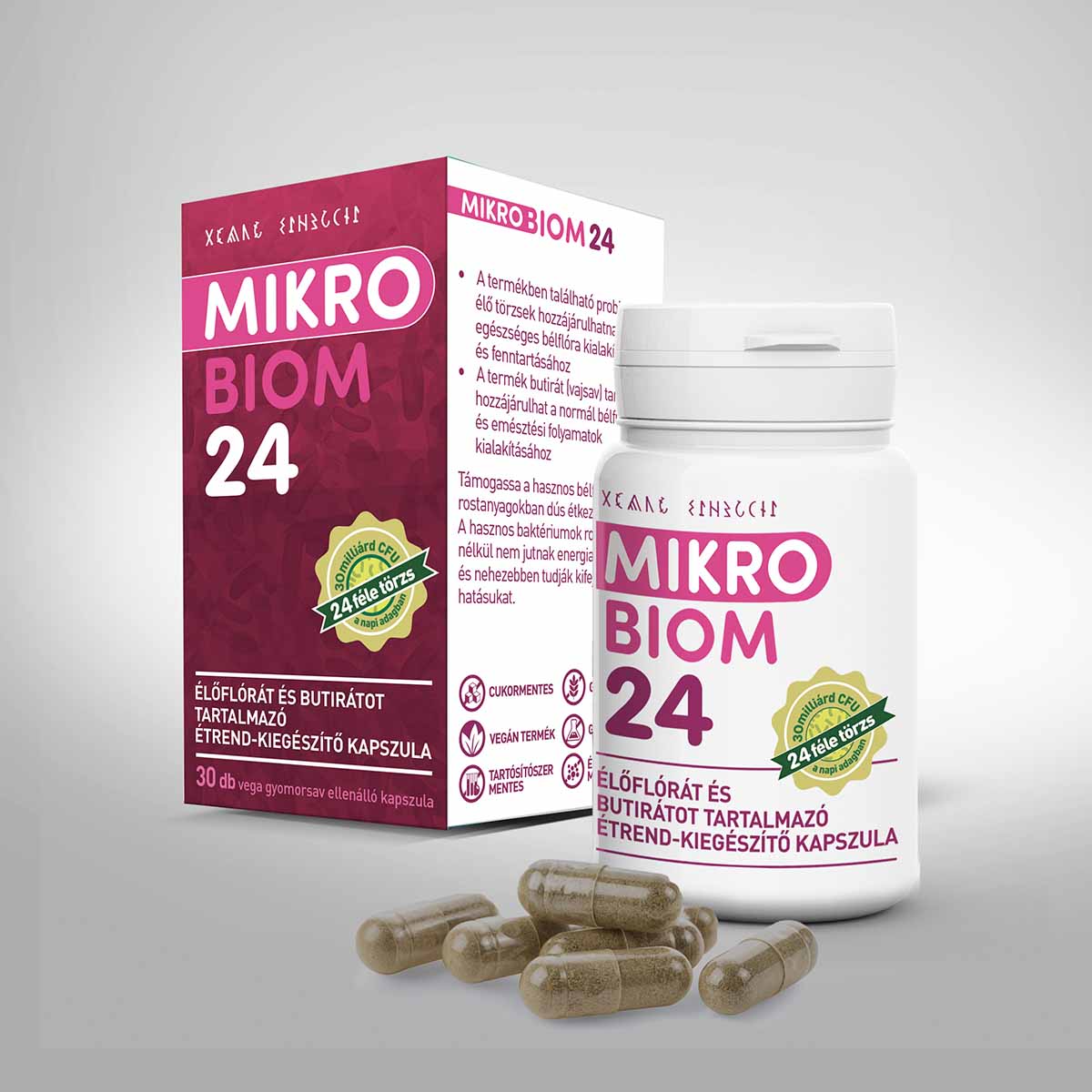 MikroBiom 24 élőflórás étrend-kiegészítő kapszula (30 db)