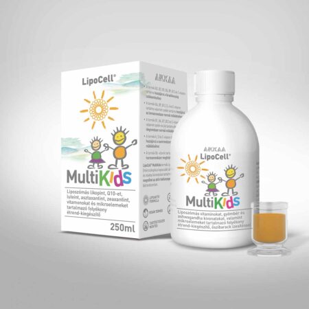 LipoCell MultiKids folyékony étrend-kiegészítő őszibarack ízben (250 ml)